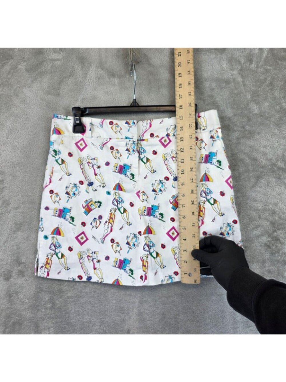 Attyre Skirt Womens 6 Multicolor Graphic Print Twill Mini Pockets Stretch - Picture 7 of 7